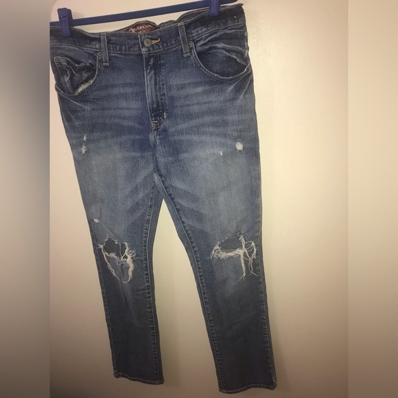 Arizona Jeans Co Mens Cotton Distressed Slim Fit Skinny Denim Jeans Size 31 X 32 - Picture 4 of 12